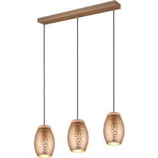 Hængelampe Bidar, længde 71 cm, kaffebrun, 3-lys, metal