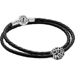 Pandora 51521 Damen Leder-Armband Starterset mit Charm Offene Herzen
