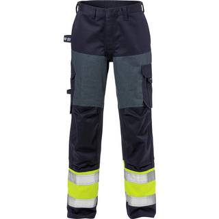 Fristads 125951 Flame Hi Vis bukser dame kl.1, 2591 FLAM / Arbejdsbukser Hi-Vis gul/Marine 50