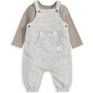 Mamas & Papas Mamas & Papas Stripe 100% Cotton Brown Dungaree & Bodysuit Set