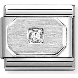Nomination Blunted White Rectangle Charm - Silver