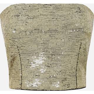 Dolce&Gabbana Sequined strapless lace crop top - gold - M