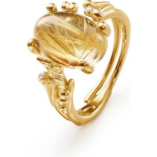 OLE LYNGGAARD COPENHAGEN BoHo 18 kt. guld ring med rutilquartz og brillanter - Str. 54