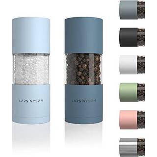 Lars Nysam Salt og Pepper Grinder Set I Salt og Pepper Mills med justerbar keramisk slibemaskine 2 stykker I Manual Design Spice Grinder Set (Blu