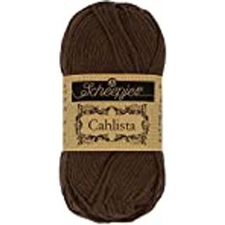 Scheepjes Cahlista 162 Black Coffee Indhold: 100% naturlig bomuld Vægt/længde: 50 gram = ca. 85 meter Anbefalede pinde: 4.50-5.00mm Strikkefasthed: 10 x 10 cm = 19 m x 23 p Maskinvask 60°C / Tørres fladt .