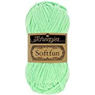 Scheepjes Softfun 2640 Mint Indhold: 60% Bomuld / 40% Akryl Vægt/længde: 50 gram = ca. 140 meter Anbefalede pinde: 3.50-4.00 mm Strikkefasthed: 10 cm = 21 x 30 m Maskinvask / Skåneprogram max 30°C.