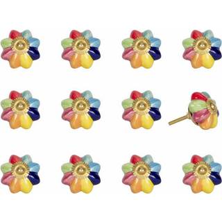 1,5 """" x 1,5 """" x 1,5 """" Gr?nbl? r?de og gule knapper 12 pakke