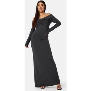 BUBBLEROOM Off Shoulder Maxi Dress Dark grey S