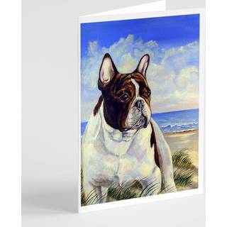 Fransk bulldog på stranden lykønskningskort og konvolutter pakning på 8