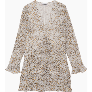 Printed Light Georgette Mini Dress F8174 Egret