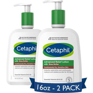 Cetaphil Body Lotion Advanced Relief Lotion med sheasmør til tørfølsom hud 16 oz pakke med 2 duftfri hypoallergenisk ikke-komedogen