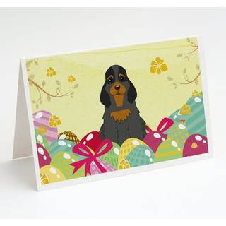 Påskeæg Cocker spaniel sorte solbrune lykønskningskort og konvolutter pakning af 8