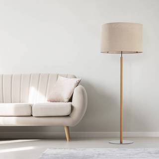Gulvlampe Deva Nature, tekstil, træ