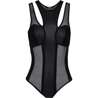Balmain Cutout tulle bodysuit - black - XS