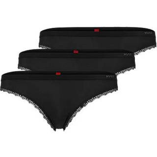 HUGO 3pak microfiber thongs m. blonder i sort til kvinder