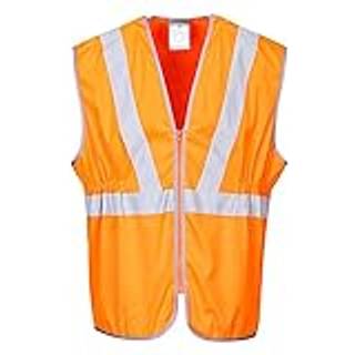 Hi-vis lang vest med lynlås - Orange (Størrelse: XL)