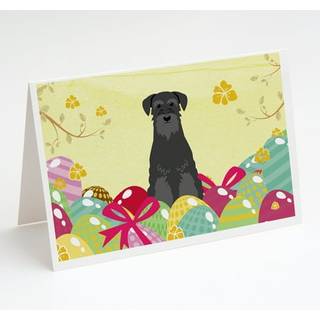 Påskeæg Standard Schnauzer Sorte lykønskningskort og konvolutter Pakning af 8