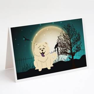 Halloween skræmmende chow chow hvide lykønskningskort og konvolutter pakning af 8