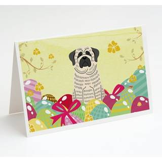 Påskeæg Mastiff Brindle White lykønskningskort og konvolutter Pakning af 8