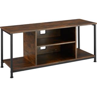 Tv-bord med 4 åbne rum og justerbar hylde - 110 cm,Industrielt mørkt træ, rustikt