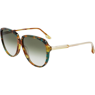 Victoria Beckham Kvinde VB618S 224 Solbriller Acetat Havana Grøn Rund Skygge
