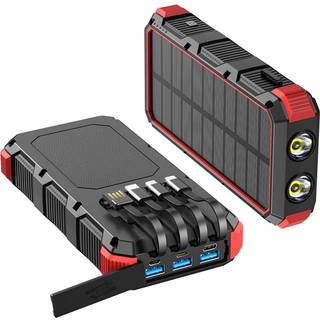 Psooo M2 Trådløs Solcelle Powerbank - 36800mAh - Sort