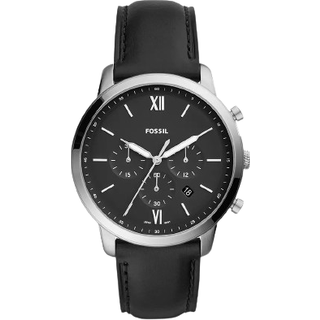 Fossil armbåndsur NEUTRA chrono med sort skive og sort læderrem