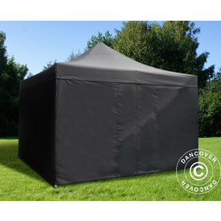 Foldetelt FleXtents Easy up pavillon PRO 3,5x3,5m Sort, inkl. 4 sider