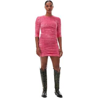 Ganni Ruched velvet minidress - pink - L