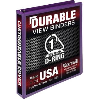 Samsill Hållbar 1 tum bindemedel gjord i USA D ringbindemedel Anpassningsbar tydlig vy bindemedel lila har 225 sidor