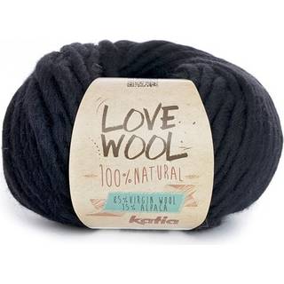 Katia Love Wool 108 Sort Indhold:85% uld, 15% alpaca Vægt/længde: 100 g = ca. 50 meter Anbefalede pinde: 12-15 mm Strikkefasthed: 10 x 10 cm = 7 m x 9 p Vask:Håndvask / Tåler ikke tørretumbling.