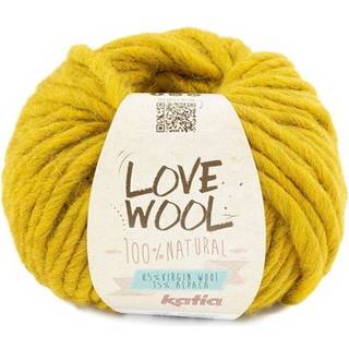 Katia Love Wool 128 Sennep Indhold:85% uld, 15% alpaca Vægt/længde: 100 g = ca. 50 meter Anbefalede pinde: 12-15 mm Strikkefasthed: 10 x 10 cm = 7 m x 9 p Vask:Håndvask / Tåler ikke tørretumbling.