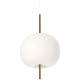 kdln Kushi hængelampe, messing/hvid, Ø 33 cm