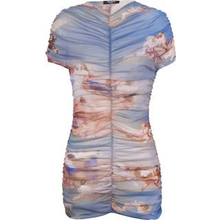 Balmain Printed tulle minidress - blue - XS