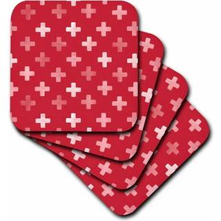 3dRose CST_184988_2 Red Swiss Cross Pattern Textured Plus Design Pluses Crosses Blde Coasters (st med 8)