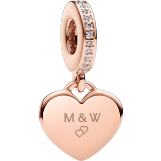 Pandora Engraving Heart Drop Charm - Rose Gold