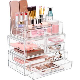 Sorbus K?mpe akryl makeup -arrang?r - Ekstra stor makeup -sag & display - Stabelbar 3 -stykke kosmetiske arrang?rer og opbevaringss?t med akrylsk