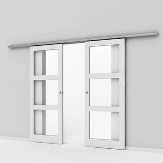 Dobbelt massiv Kvadrat 3 glas skydedør ex. kappe - Safco Doors, M17x21 (2 x 82,5 x 204 cm)