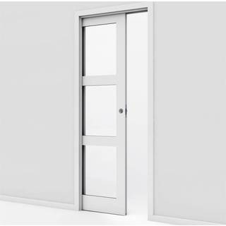 Massiv Kvadrat 3 glas skydedør med 70/95 indbygningskarm - Safco Doors, M10x21 (92,5 x 204 cm)