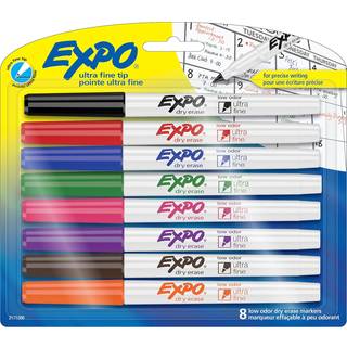Expo Low Odor Dry Erase Markers Ultra-Fine Tip Assorterede farver 8 t?ller