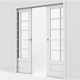 Dobbelt massiv London glas skydedør med 70/95 indbygningskarm - Safco Doors, M17x21 (2 x 82,5 x 204 cm)