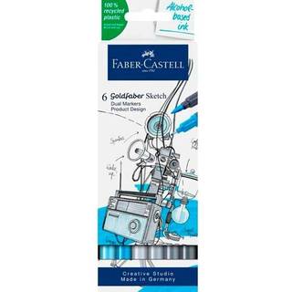 Faber-Castell Sketch Marker Product Design, 6 tuschpenne med dobbeltspids