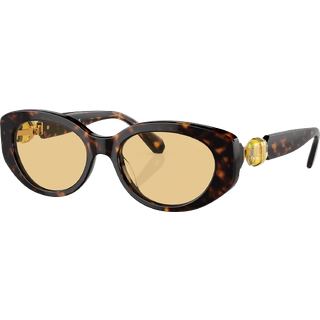 Swarovski Kvinde SK6002 1002/8 Solbriller Acetat Brun Gul Rund Normal