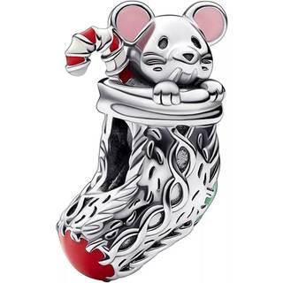 Pandora Festive Mouse & Stocking Charm - Silver - Multi-colour