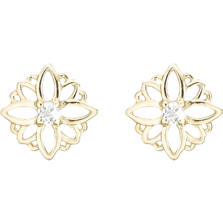 Natural Flower Ørestikker - Blankpoleret Forgyldt Sterling Sølv m. 2 Hvide Topas - Christina