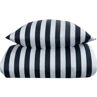Stribet sengetøj - 140x220 cm - Blødt bomuldssatin - Nordic Stripe - Blåt og hvidt sengesæt