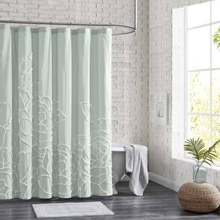 PERI HJEM 100% BOMON SAGE Stofbruser Gardin til badeværelse 72 x 72 tommer Green Chenille Rose