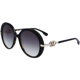 Karl Lagerfeld Kvinde KL6084S 017 Solbriller Plast Skildpadde Sort Grå Rund Skygge