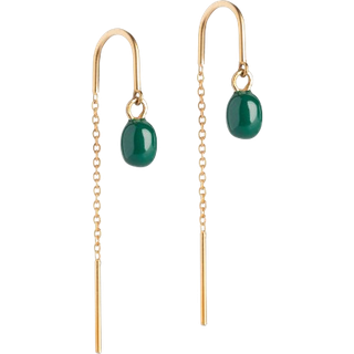 Enamel - Eleanor øreringe i forgyldt sølv m petrol green emalje