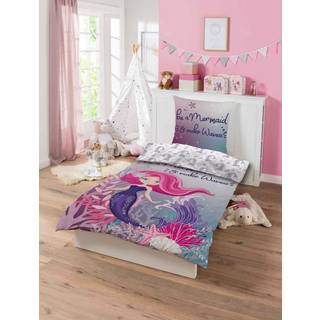 Junior havfrue sengetøj 100x140 cm - Be a mermaid - 2 i 1 design - 100% bomuld havfrue sengesæt